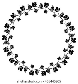 Silhouette round frame. Vector clip art.