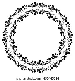 Silhouette round frame. Vector clip art.