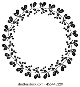 Silhouette round frame. Vector clip art.