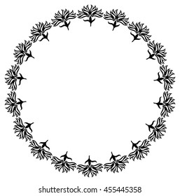 Silhouette round frame. Vector clip art.