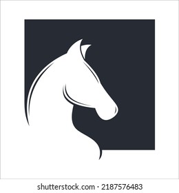 Silhouette round head horse vector icon on the modern flat style for web, graphic and mobile design. Silhouette head horse isolated on white background