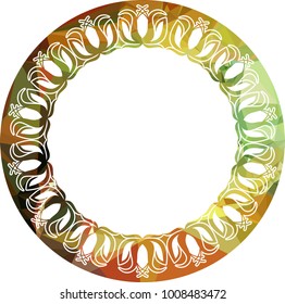 Silhouette round mosaic frame with abstract flowers. Vector clip art.