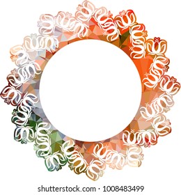 Silhouette round mosaic frame with abstract flowers. Vector clip art.