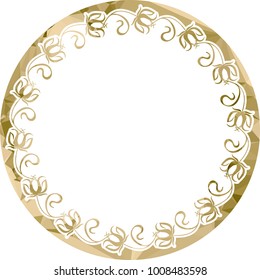 Silhouette round mosaic frame with abstract flowers. Vector clip art.