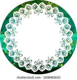 Silhouette round mosaic frame with abstract flowers. Vector clip art.