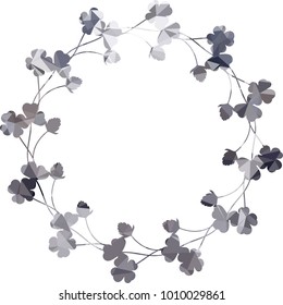 Silhouette round mosaic frame with shamrock. Vector clip art.