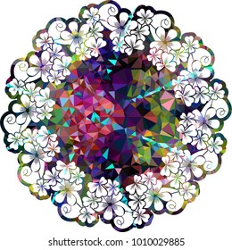 Silhouette round mosaic frame with shamrock. Vector clip art.
