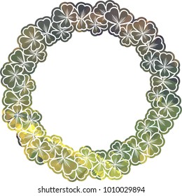 Silhouette round mosaic frame with shamrock. Vector clip art.