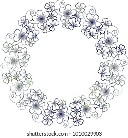 Silhouette round mosaic frame with shamrock. Vector clip art.