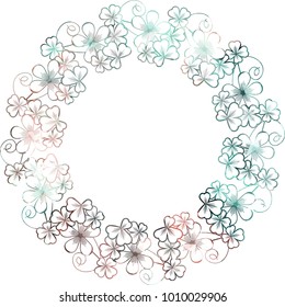 Silhouette round mosaic frame with shamrock. Vector clip art.