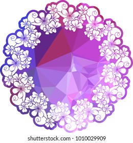 Silhouette round mosaic frame with shamrock. Vector clip art.