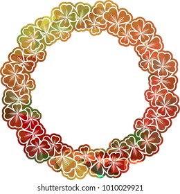 Silhouette round mosaic frame with shamrock. Vector clip art.