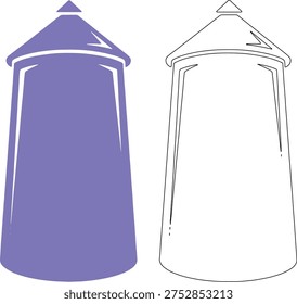 Silhouette rounded silo tower purple