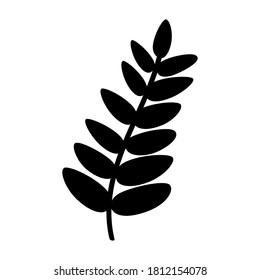 
Silhouette of a Rowan Leaf isolated on a white background. Black Rowan leaf. Flat vector illustration