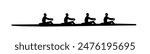 Silhouette of rowers, rowing - vector illustration