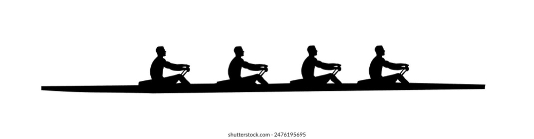 Silhouette of rowers, rowing - vector illustration