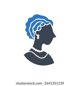 Silhouette of a royal woman with a pearl necklace icon
