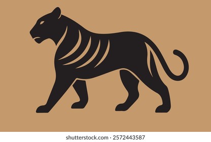 Silhouette Royalty Vector Tiger with Black Colour