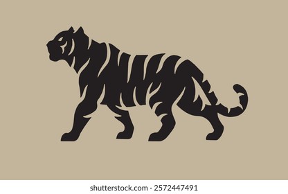 Silhouette Royalty Vector Tiger with Black Colour