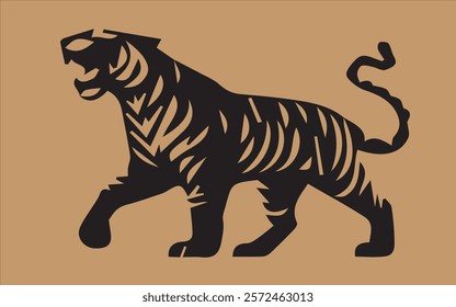 Silhouette Royalty Vector Tiger with Black Colour