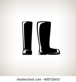 Silhouette Rubber Boots For Working In The Garden, On The Farm, For Fishing, For Walking In The Forest Or Through The Puddles In The Rain, Work Shoes, Vector Illustration