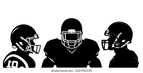 silhouette of rugby player profile American football player