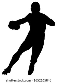 silhouette of a Rugby player running with a ball vector illustration