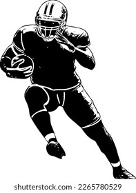Silhouette of rugby player, sketch drawing vector illustration of rugby player in action