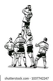 silhouette rugby team 