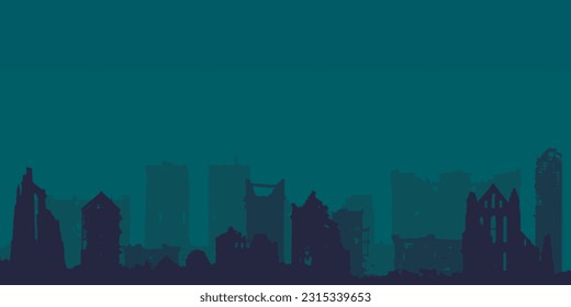 Silhouette ruined building isolated on background illustration vector. 