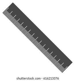 silhouette with ruler flat gray line, vector icon measuring tool