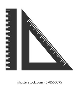 silhouette ruler and setsquare. Geometry obje?t black