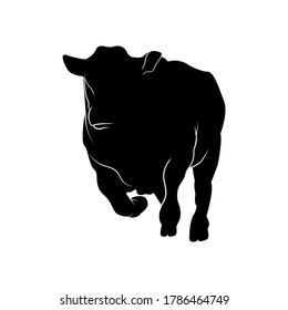 silhouette run Cow jump animal, walk cow chase vector