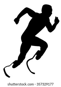 Silhouette of the runner of the artificial leg