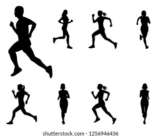 silhouette runner cartoon shape vector design