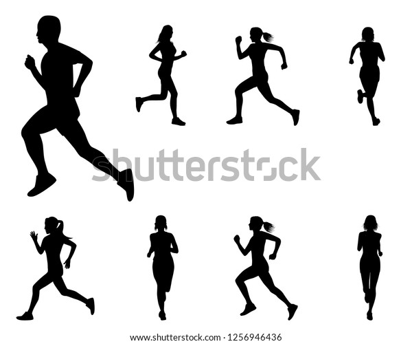 Silhouette Runner Cartoon Shape Vector Design Stock Vector (Royalty ...