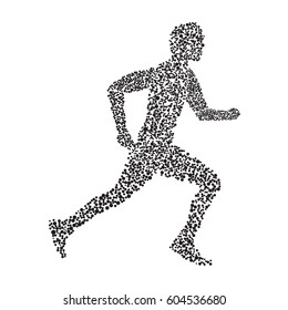 The silhouette of a runner from circles black on the white background
