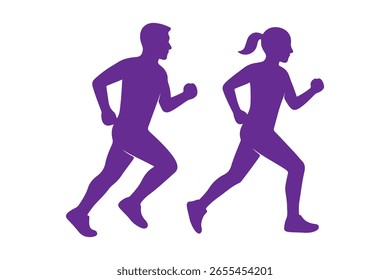 
Silhouette runner front view collection vector illustration. 