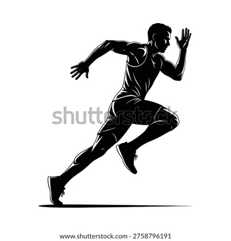 Silhouette of a runner in mid-stride, showcasing determination and athleticism in a dynamic pose