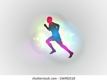 silhouette of runner on the abstract background