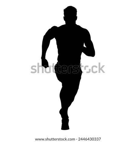 silhouette of runner on sprint men on white