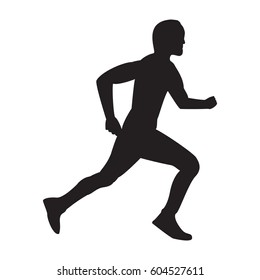 The silhouette of a runner on the white background