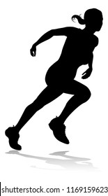 Silhouette runner in a race track and field event