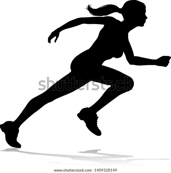 Silhouette Runner Race Track Field Event Stock Vector (Royalty Free ...