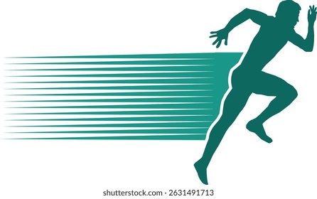 Silhouette of a runner with speed lines.