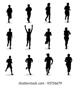 Silhouette of runners