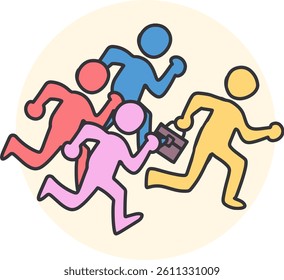 Silhouette Runners with Business Leader Vector Art. Perfect for use in presentations, business concepts, leadership training, or motivational content