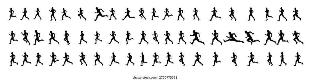Icono de los corredores de la silueta fijado en diversas poses corrientes 