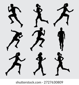Silhouette Runners in Motion: Ten Dynamic Figures for Fitness, Sports, and Wellness Visuals
