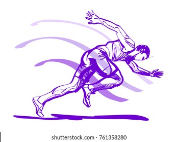 silhouette running athlete